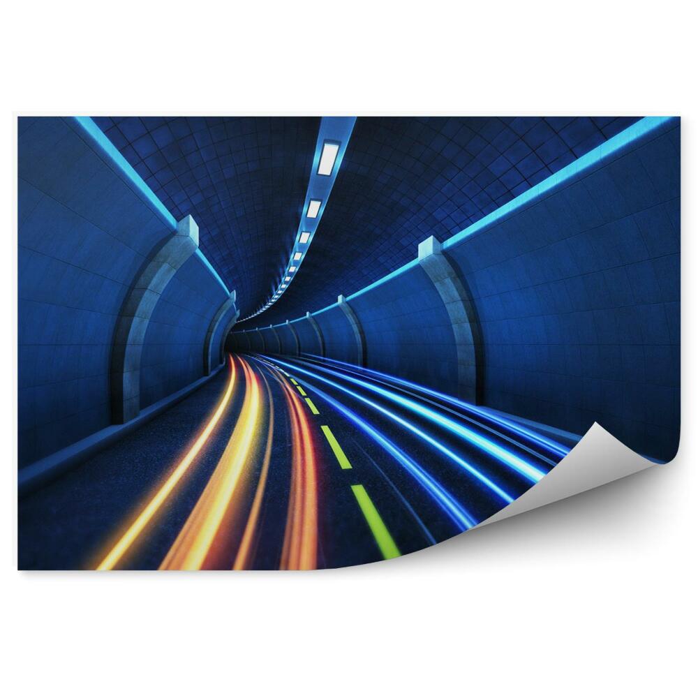 Fototapeta Lekkie paski w tunelu światła samochodów