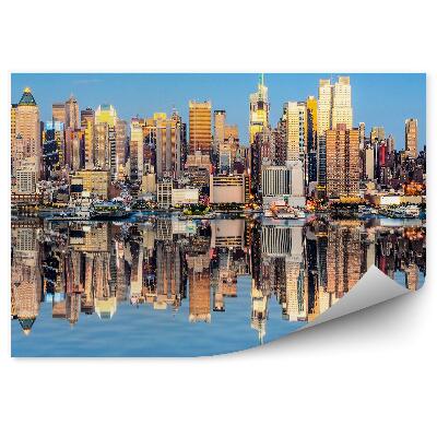 Fototapeta wieżowce światła cienie rzeka Nowy Jork niebo