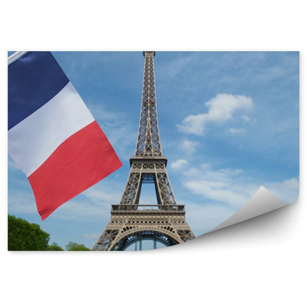Fototapeta samoprzylepna Francuska flaga na tle wieży eiffla
