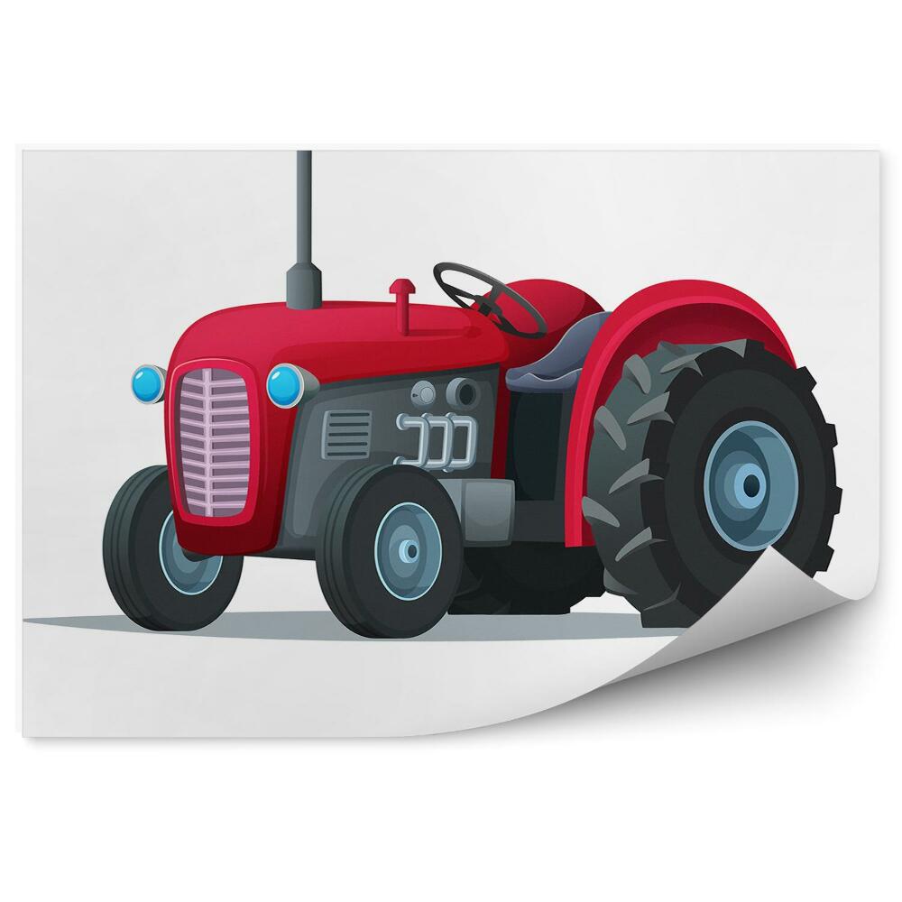Okleina ścienna Czerwony mały traktor białe tło grafika