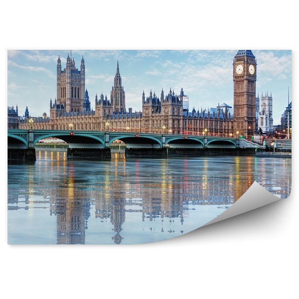 Fototapeta Westminster Pałac Big Ben most tamiza Londyn niebo chmury