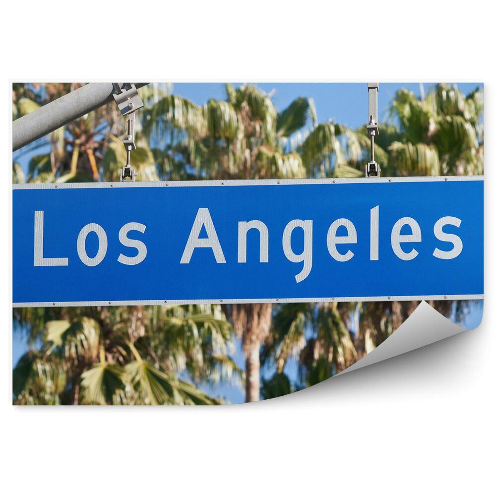 Fototapeta znak drogowy Los Angeles palmy niebo