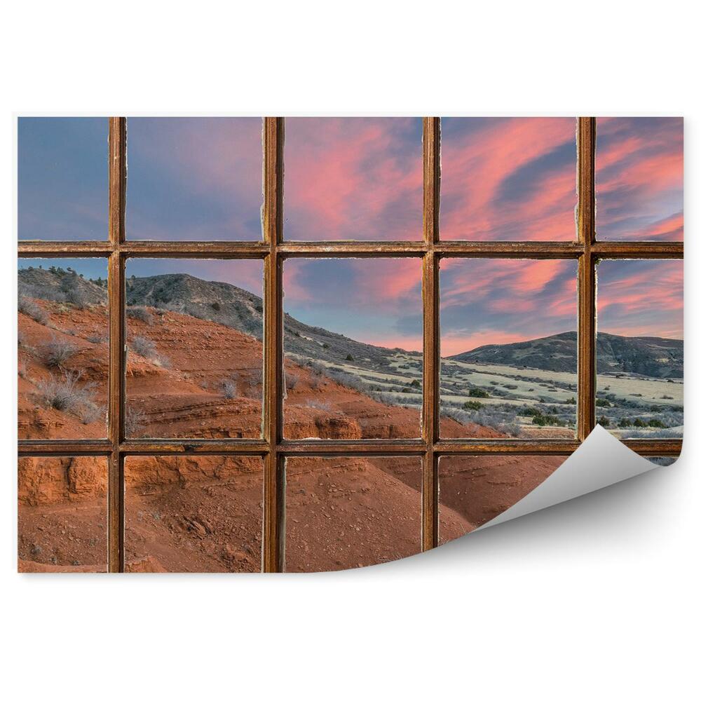 Fototapeta na ścianę Drewniane okno z widokiem na góry