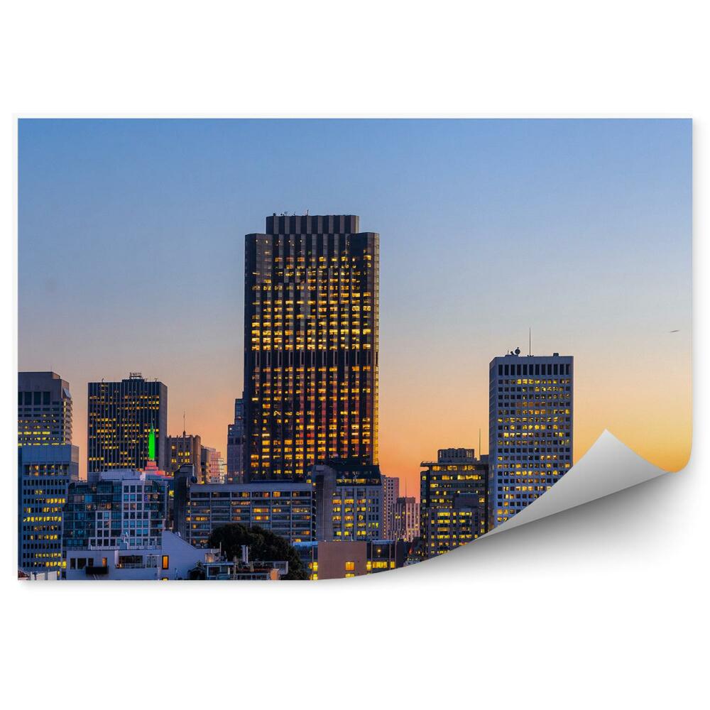 Okleina ścienna budynki wieżowce zachód słońca San Francisco
