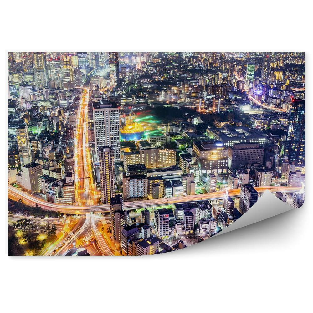 Fototapeta Noc światła panorama miasta z lotu ptaka tokio