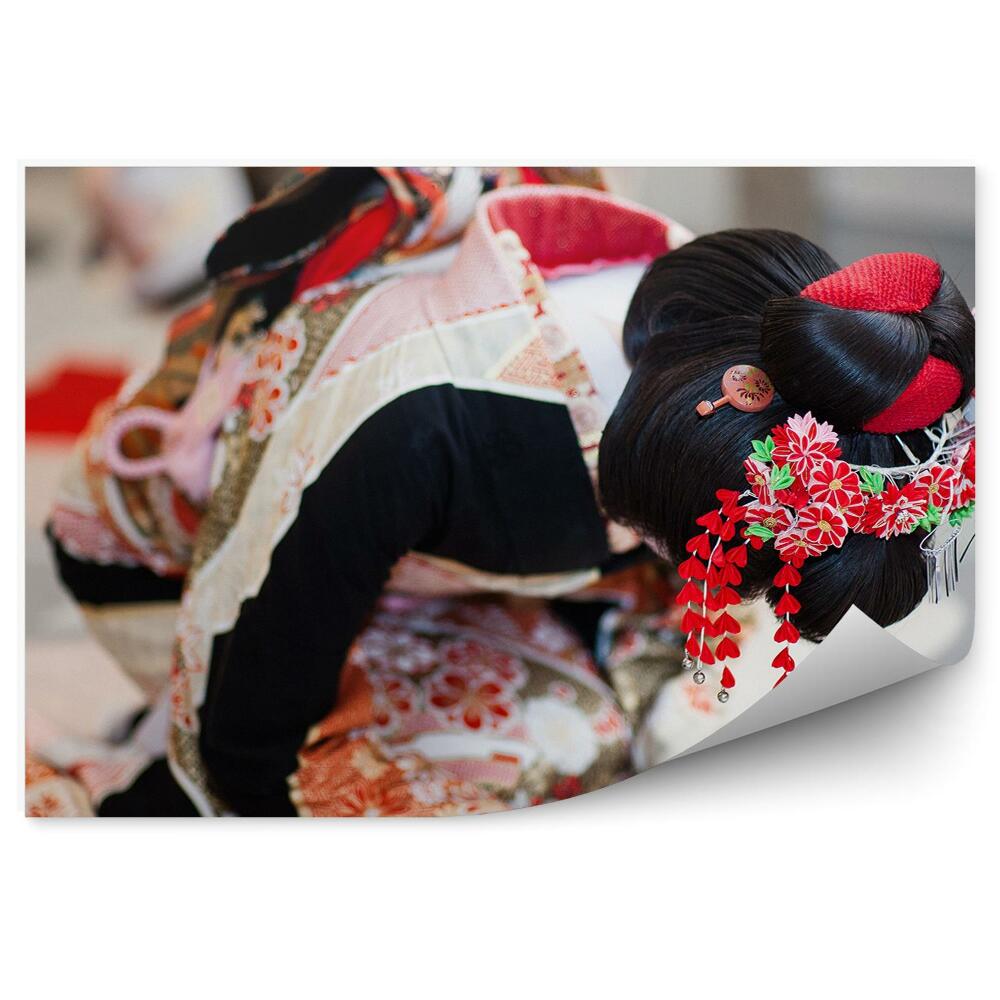 Fotopeta Ukłon gejsza ozdoby włosy kimono