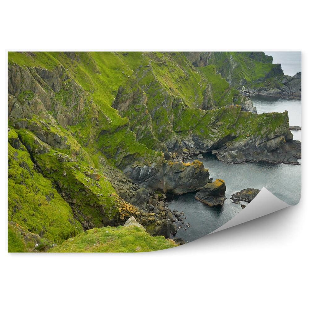 Okleina ścienna Szkocki krajobraz wybrzeża szetlandy zieleń natura ocean