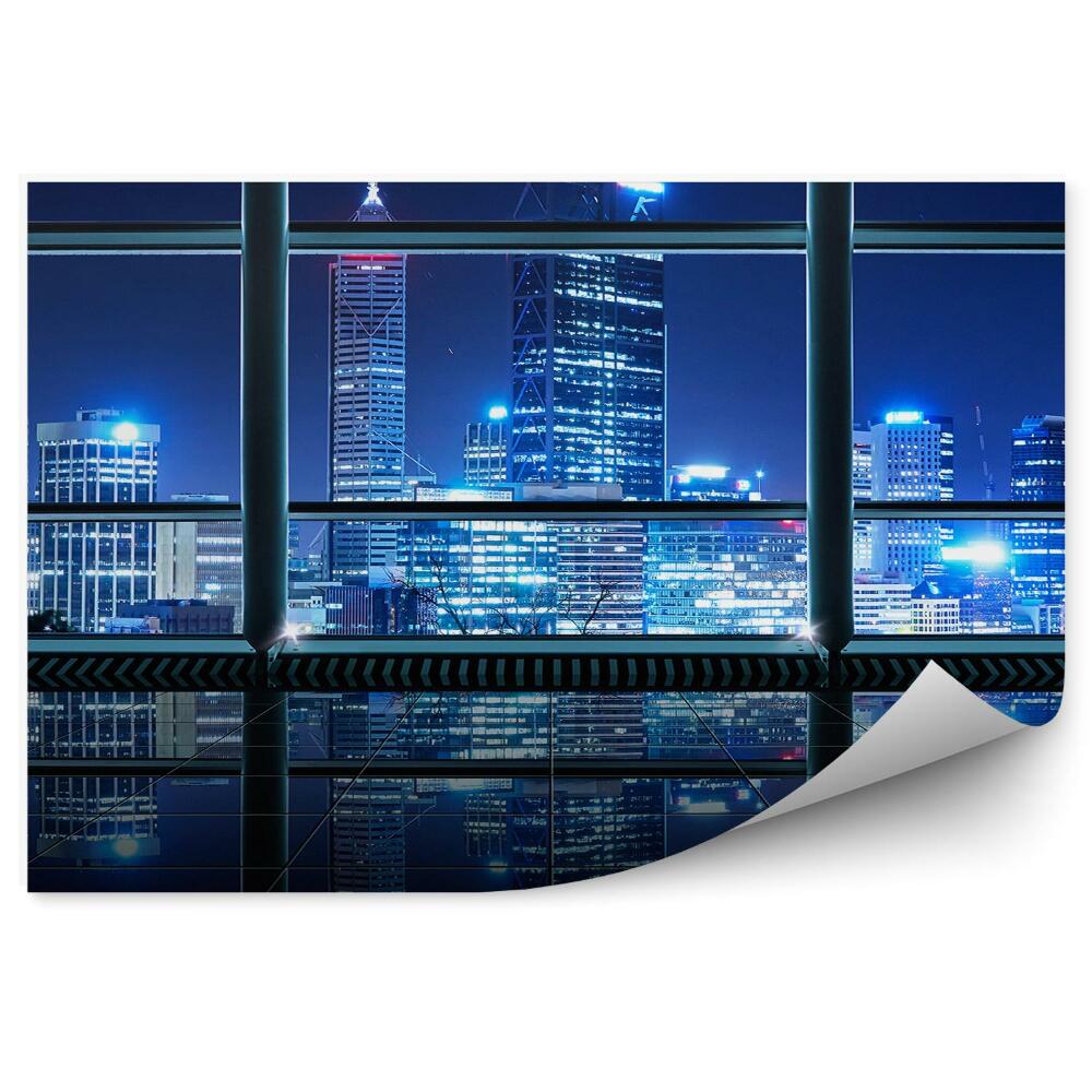 Fototapeta na ścianę Wieżowce budynki światła blask widok za oknem