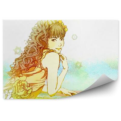 Okleina na ścianę Śliczna dziewczyna płatki śniegu