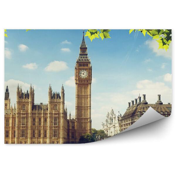 Fototapeta Westminster Pałac Big Ben most tamiza Londyn niebo chmury bluszcz