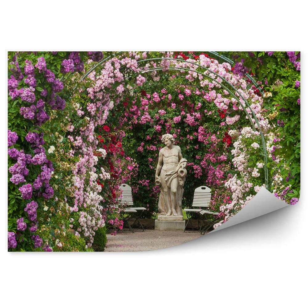 Okleina ścienna Ogród różany łuk kwietny rzeźba natura