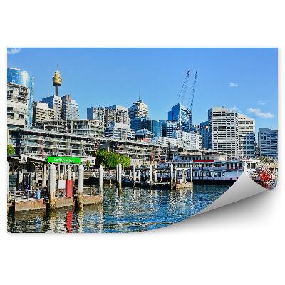 Okleina na ścianę wieżowce łodzie ocean niebo chmury Sydney