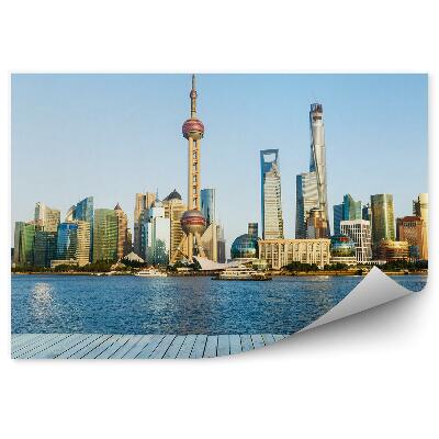 Okleina ścienna Shanghai wieżowce ocean platforma widokowa niebo chmury