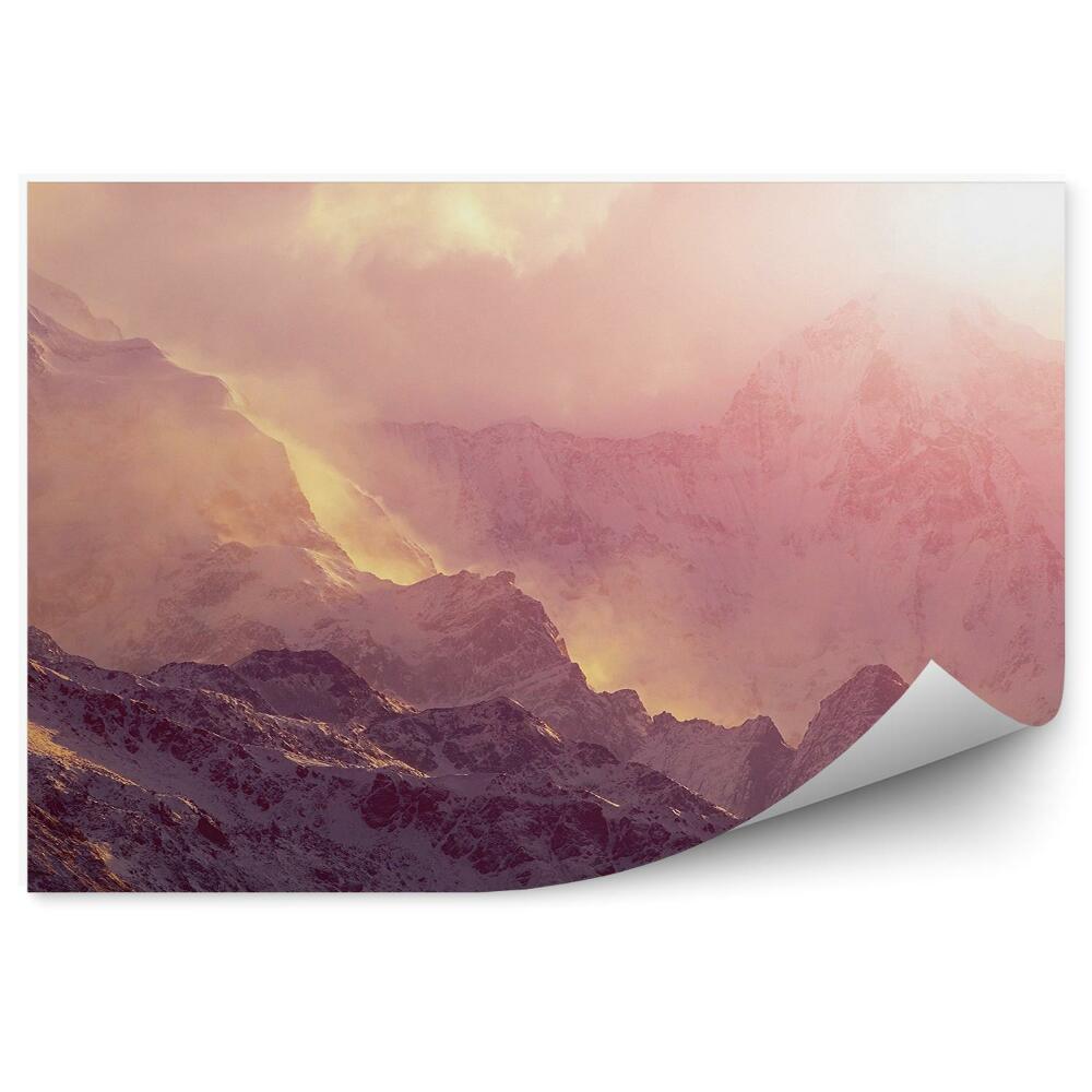 Okleina na ścianę Zachód słońca góry mgła