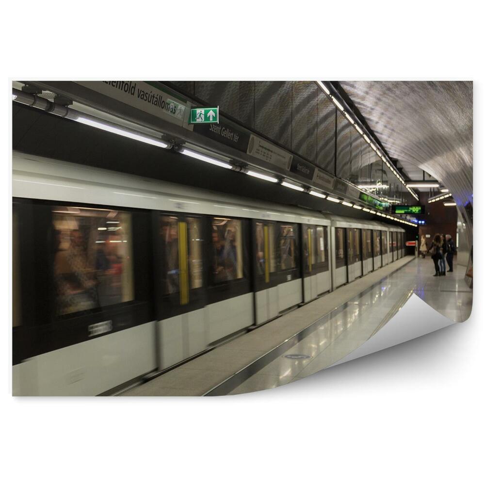 Okleina na ścianę Stacja metra pociąg podróżni ludzie