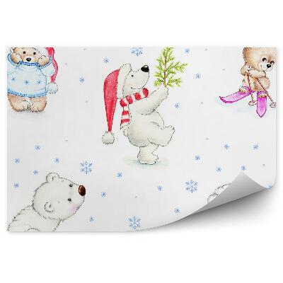 Fototapeta Misie mikołaj zima narty choinka świąteczne