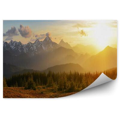 Fototapeta Góry las wschód słońca