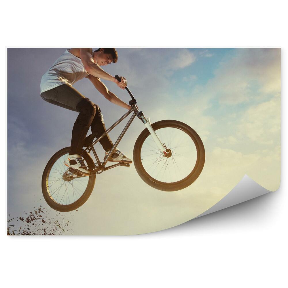 Okleina na ścianę Sport rower bmx chłopak skok niebo