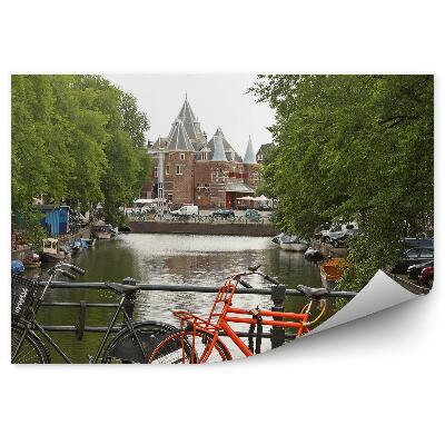 Okleina na ścianę Rowery kanał miasto