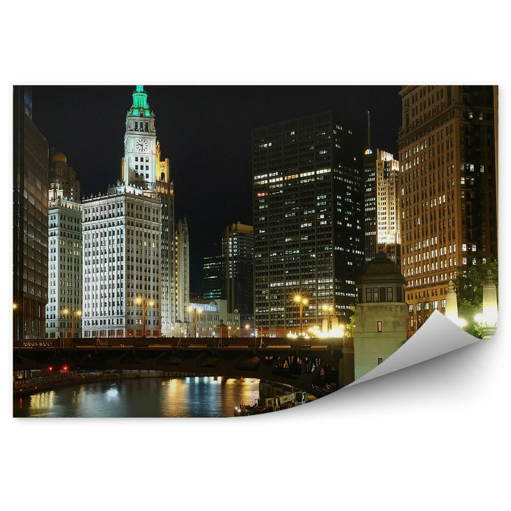 Fototapeta na ścianę wieżowce światła most Chicago rzeka