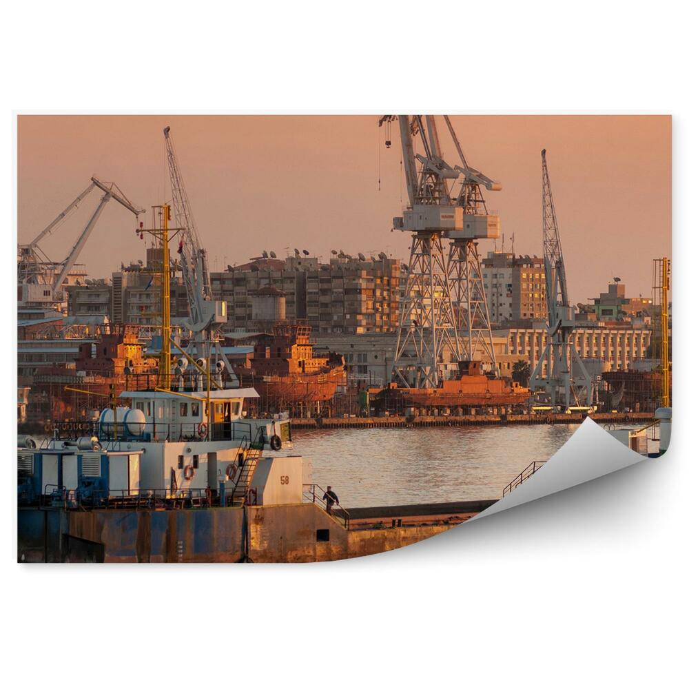 Fototapeta Port statek kontenery budowa bloki