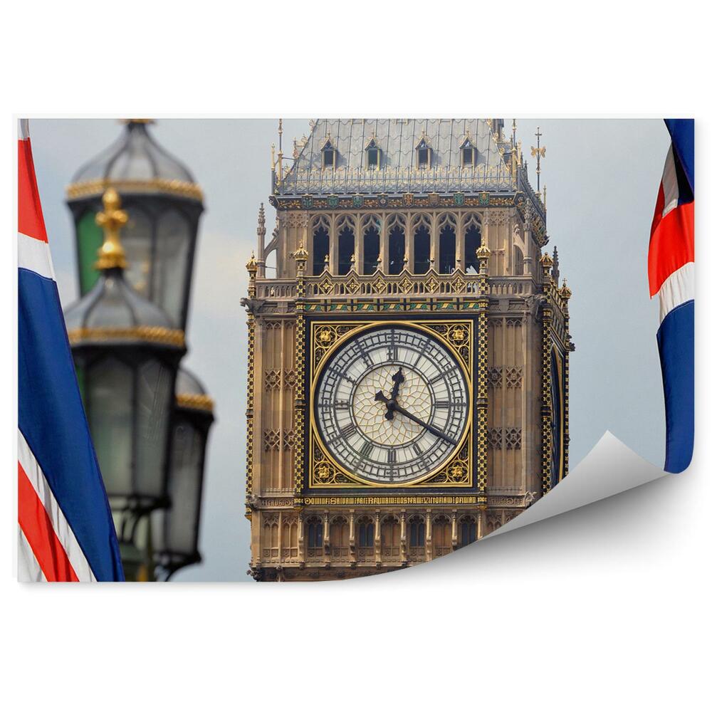 Fototapeta Big Ben flagi Anglii latarnie Londyn