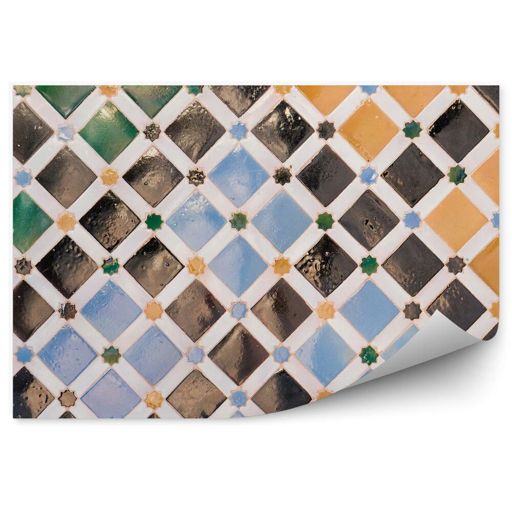 Okleina ścienna Ściana mozaika kafelki kostka kolory kształty