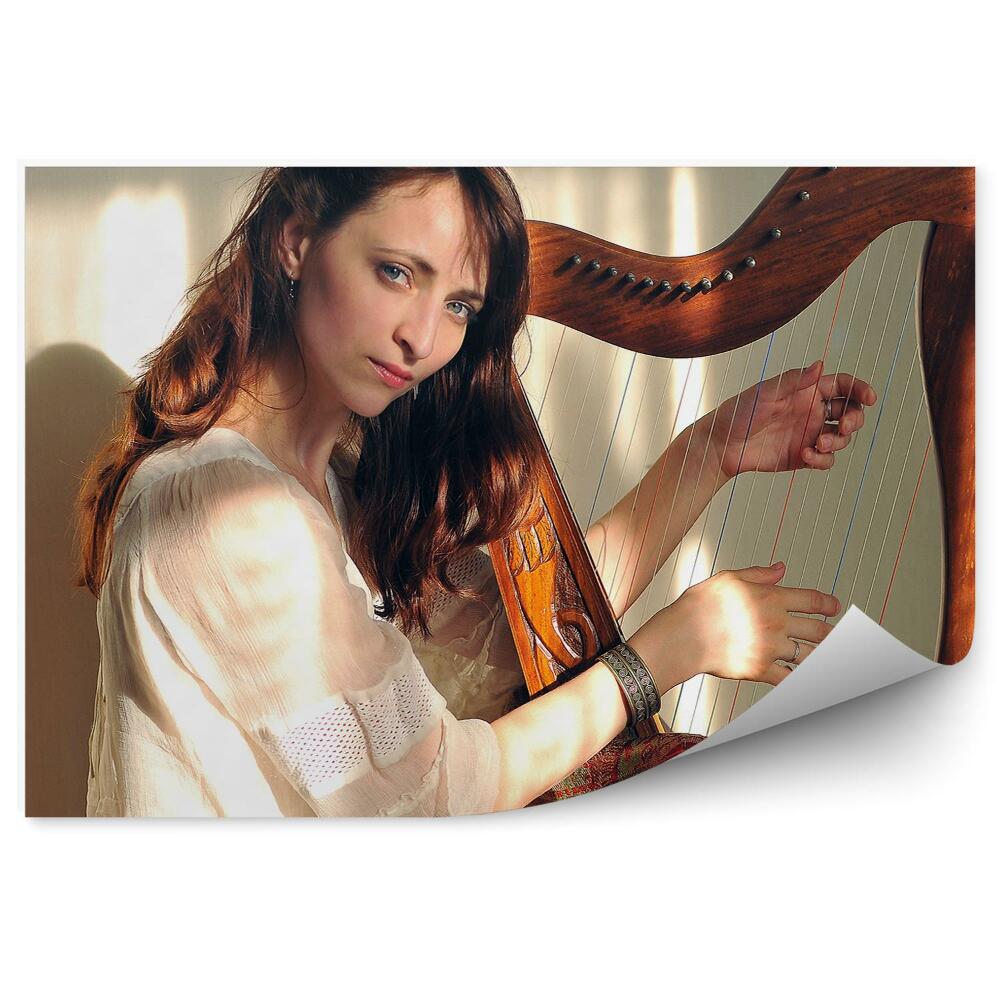 Fototapeta Kobieta muzyk harfa celtycka
