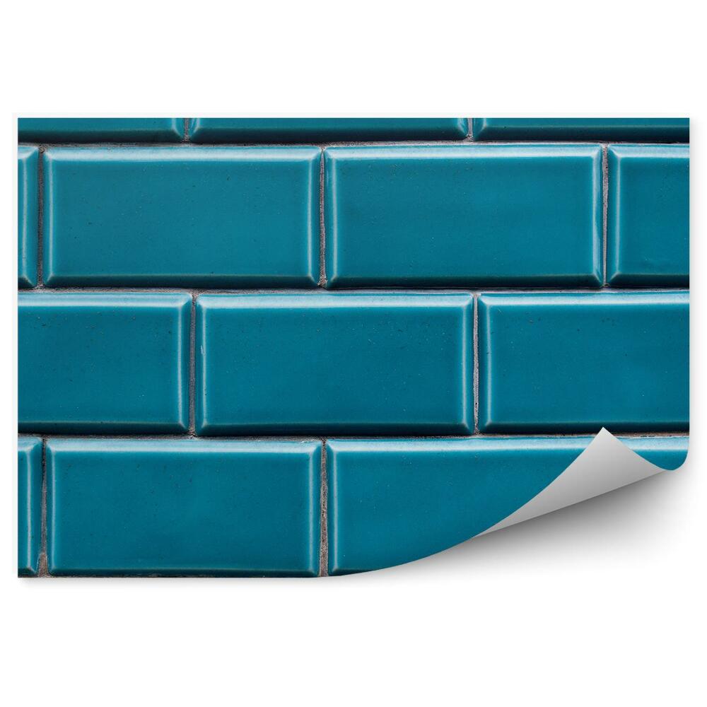 Okleina ścienna Niebieskie cegły kafelki wzór poziomy 3d beton ściana