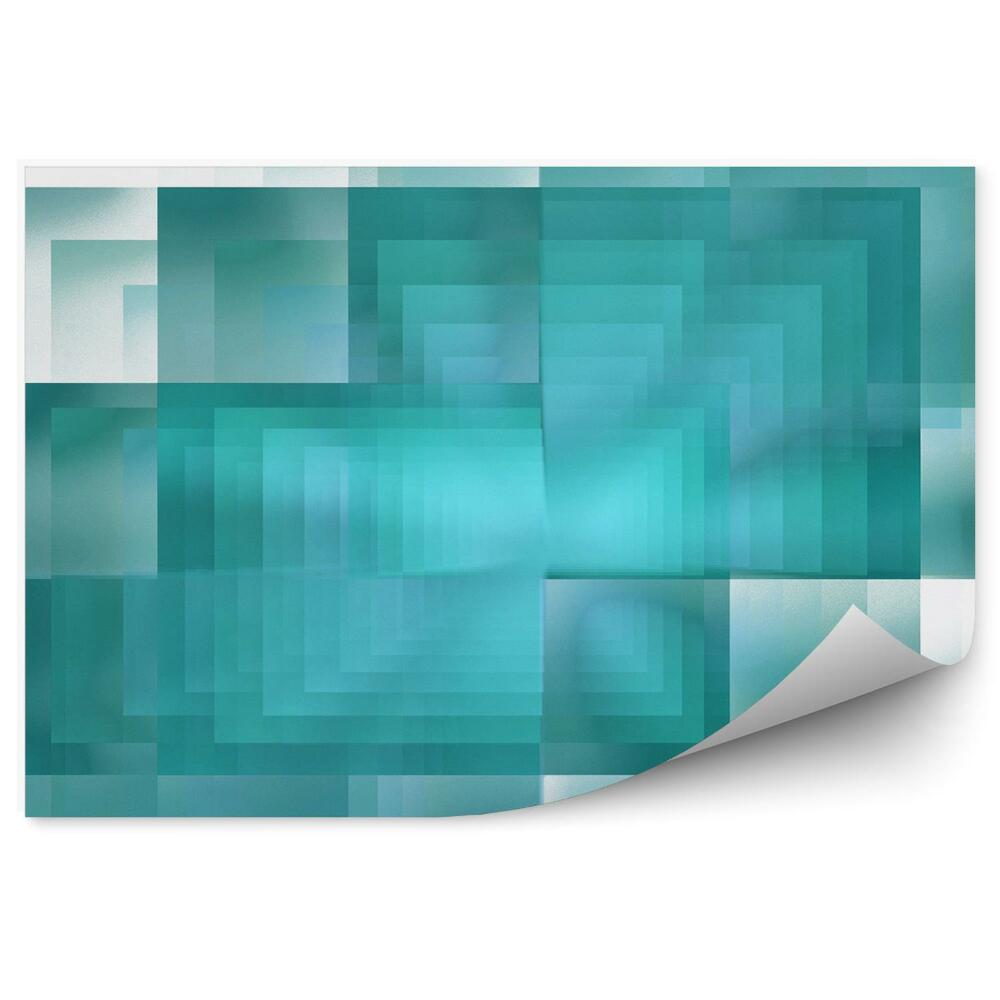 Fototapeta Abstrakcyjny wzór niebieskie kwadraty kształty białe tło