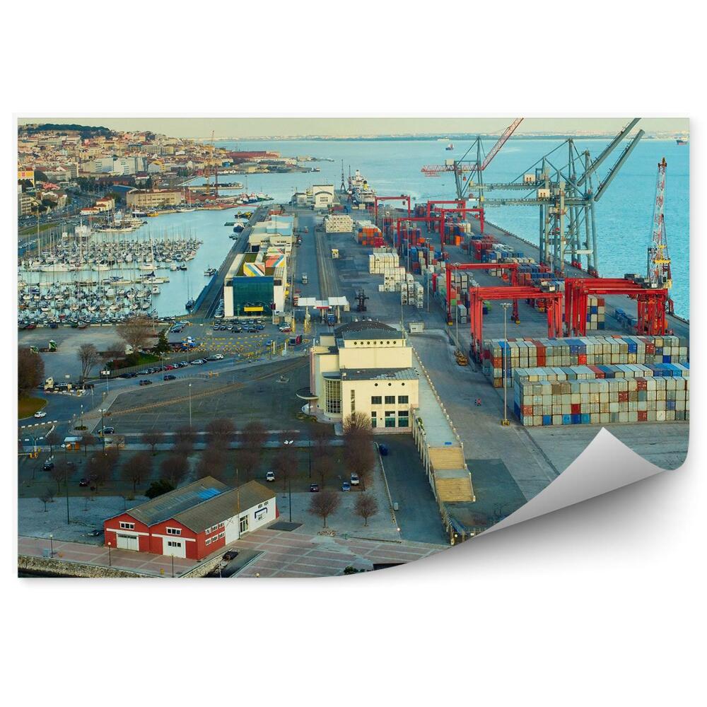 Fototapeta na ścianę port transport wodny łodzie statki budynki Lizbona