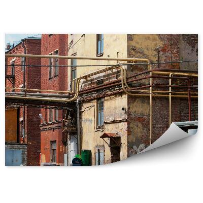 Okleina na ścianę Zakład produkcyjny rury budynki