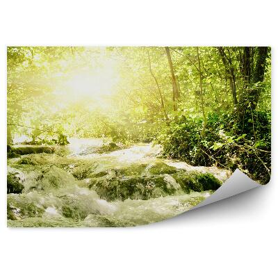 Fototapeta Wodospad las tropikalny zachód słońca