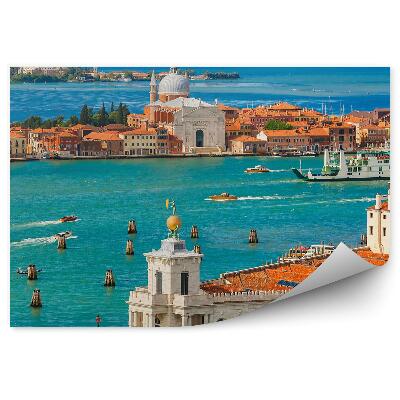 Fototapeta Błękit woda niebo statki architektura