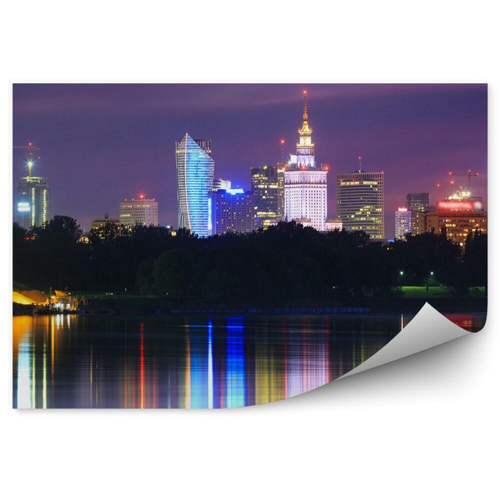Fototapeta Warszawa panorama miasta światła wisła