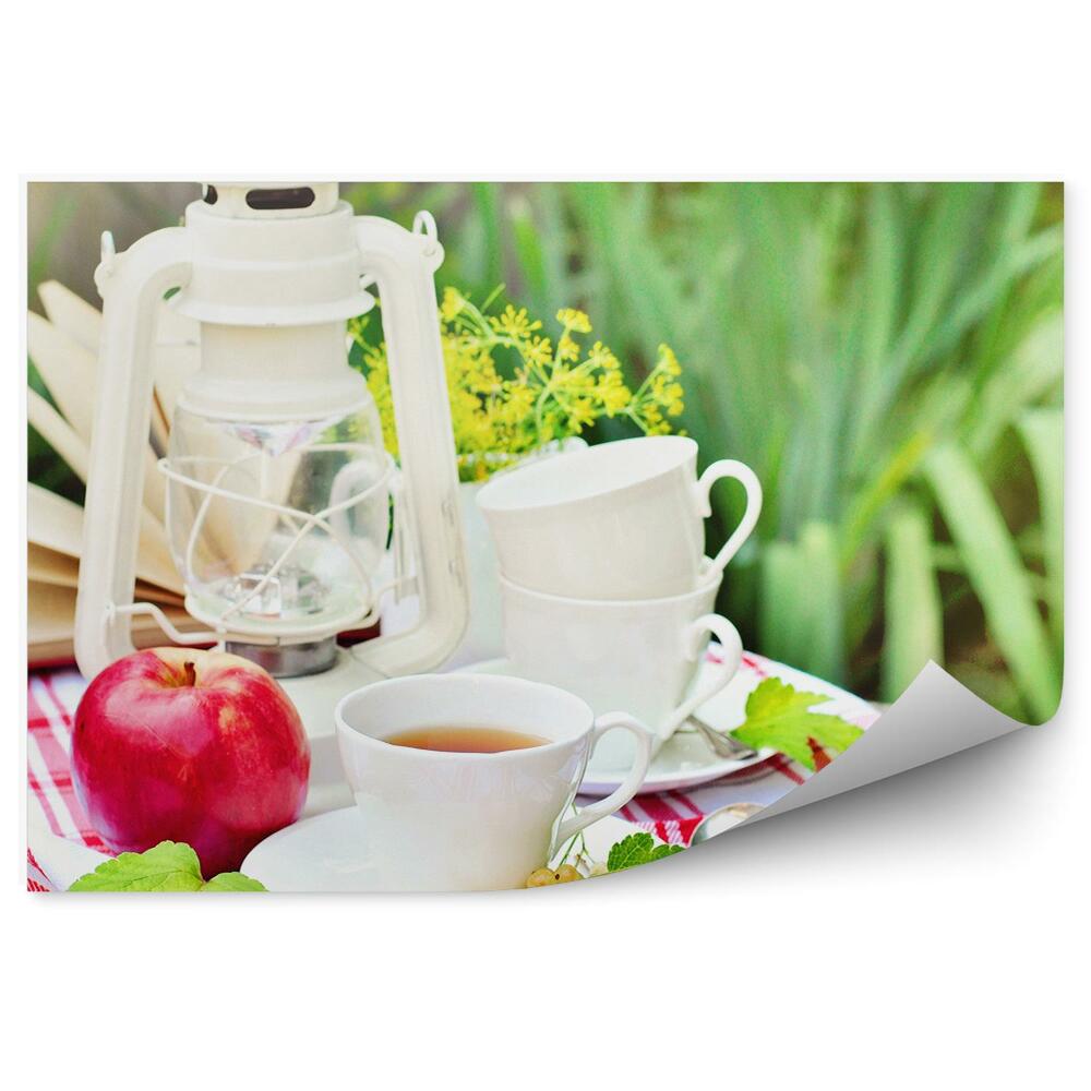 Fototapeta Filiżanka kubek herbata piknik ogród jabłko książka