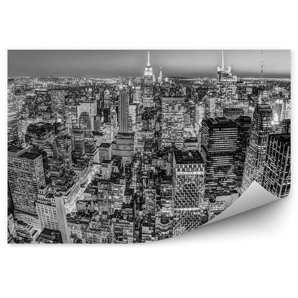 Fototapeta czarno - biały Manhattan ulice Nowy Jork światła