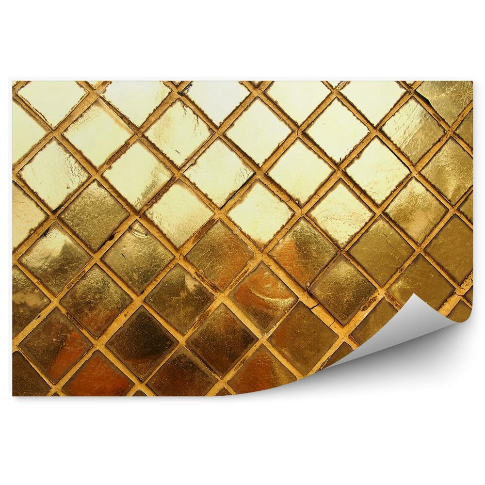 Okleina ścienna Złote kafelki ceramiczne wzór blask