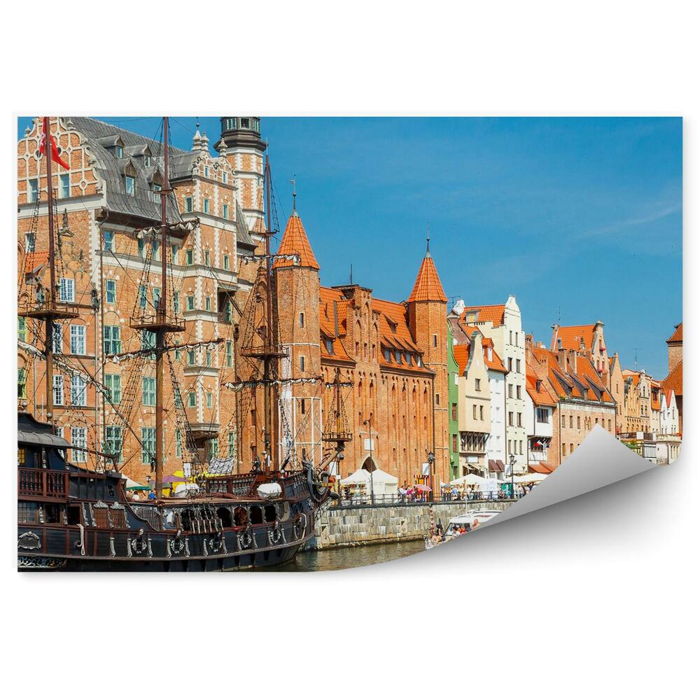 Okleina na ścianę port Gdańsk budynki statki morze Bałtyckie