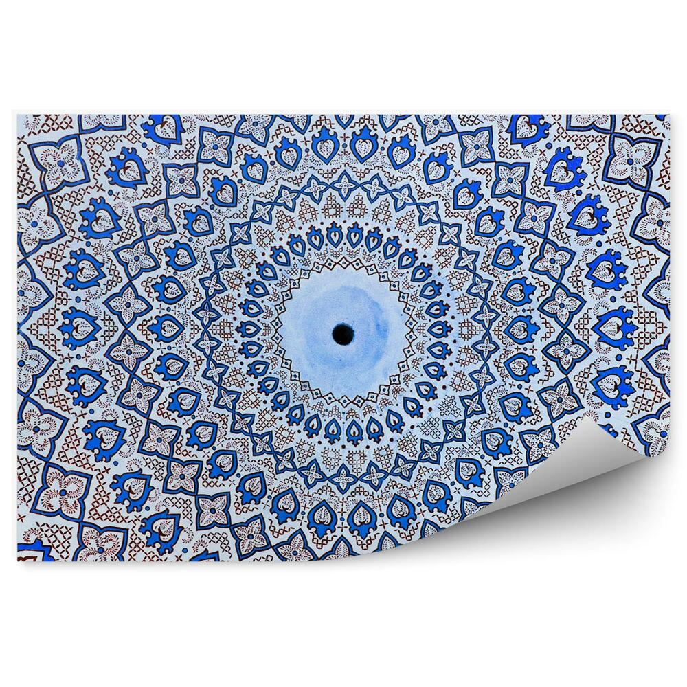 Fototapeta Niebieski czarny wzór orientalny abstrakcja białe tło