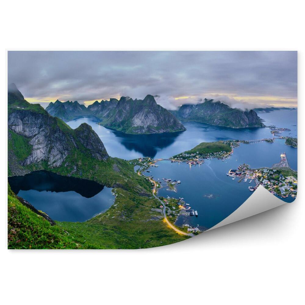 Fototapeta Panorama gór i wysp reine na lofotach norwegia