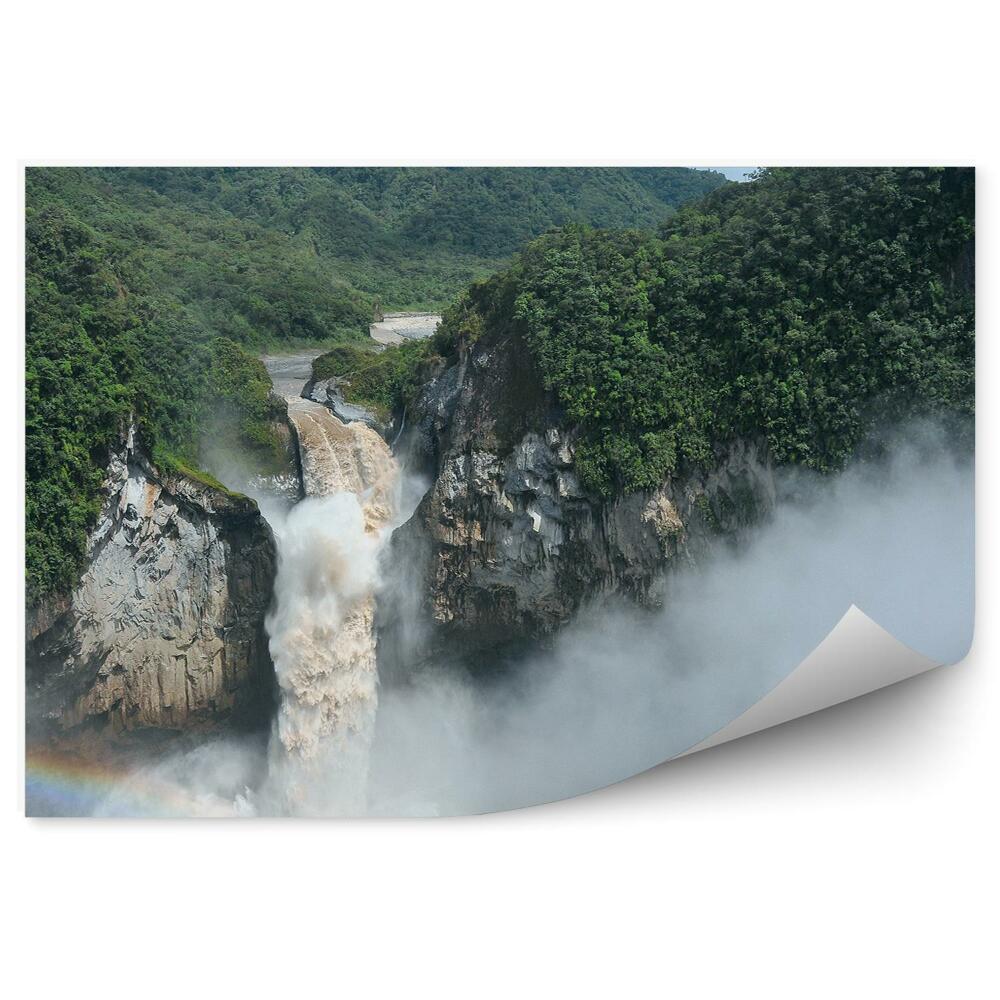 Fototapeta Ekwador wodospad tęcza chmury las