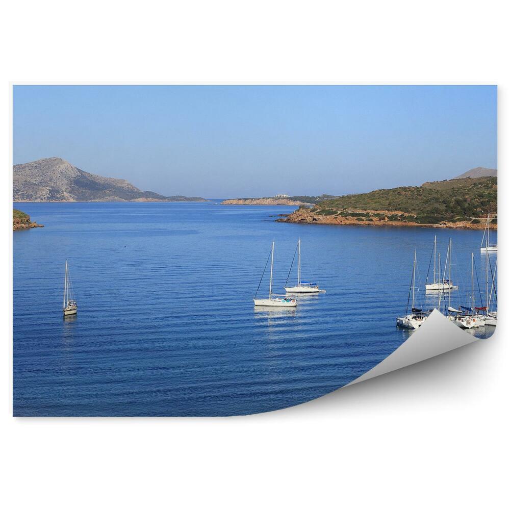 Okleina na ścianę morze wyspy jachty rośliny Ateny Grecja