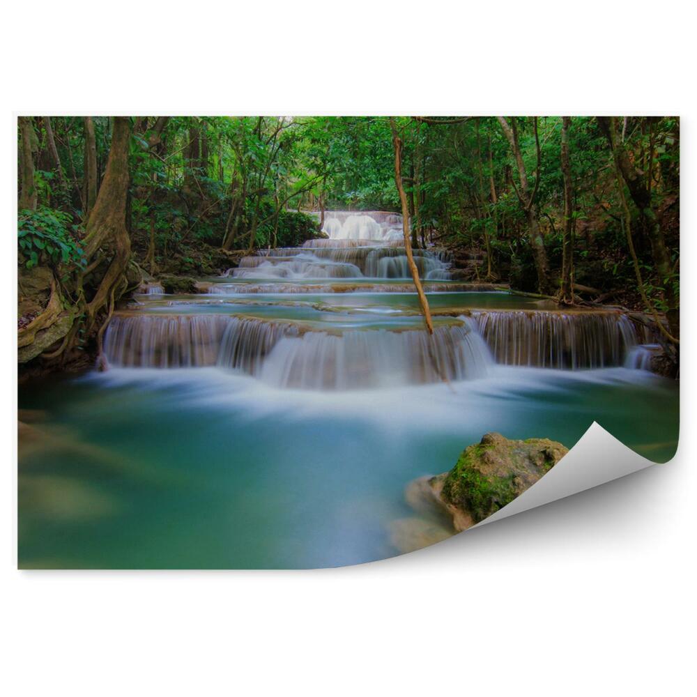 Okleina na ścianę Wodospad drzewa dżungla woda skały
