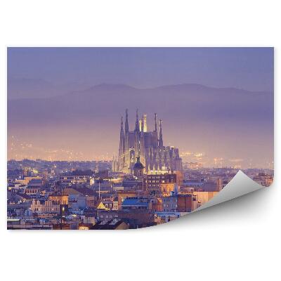 Okleina ścienna Barcelona budynki katedra widok noc