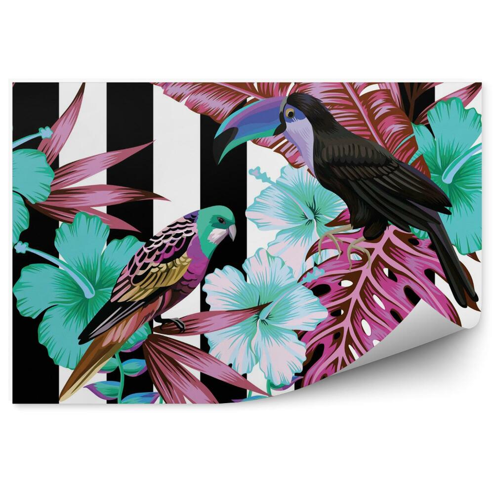 Fototapeta na ścianę Tropikalne ptaki i kwiaty wzór