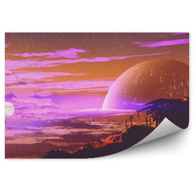 Fototapeta Stary dom planeta księżyc gwiazdy przestrzeń kosmiczna obrazek