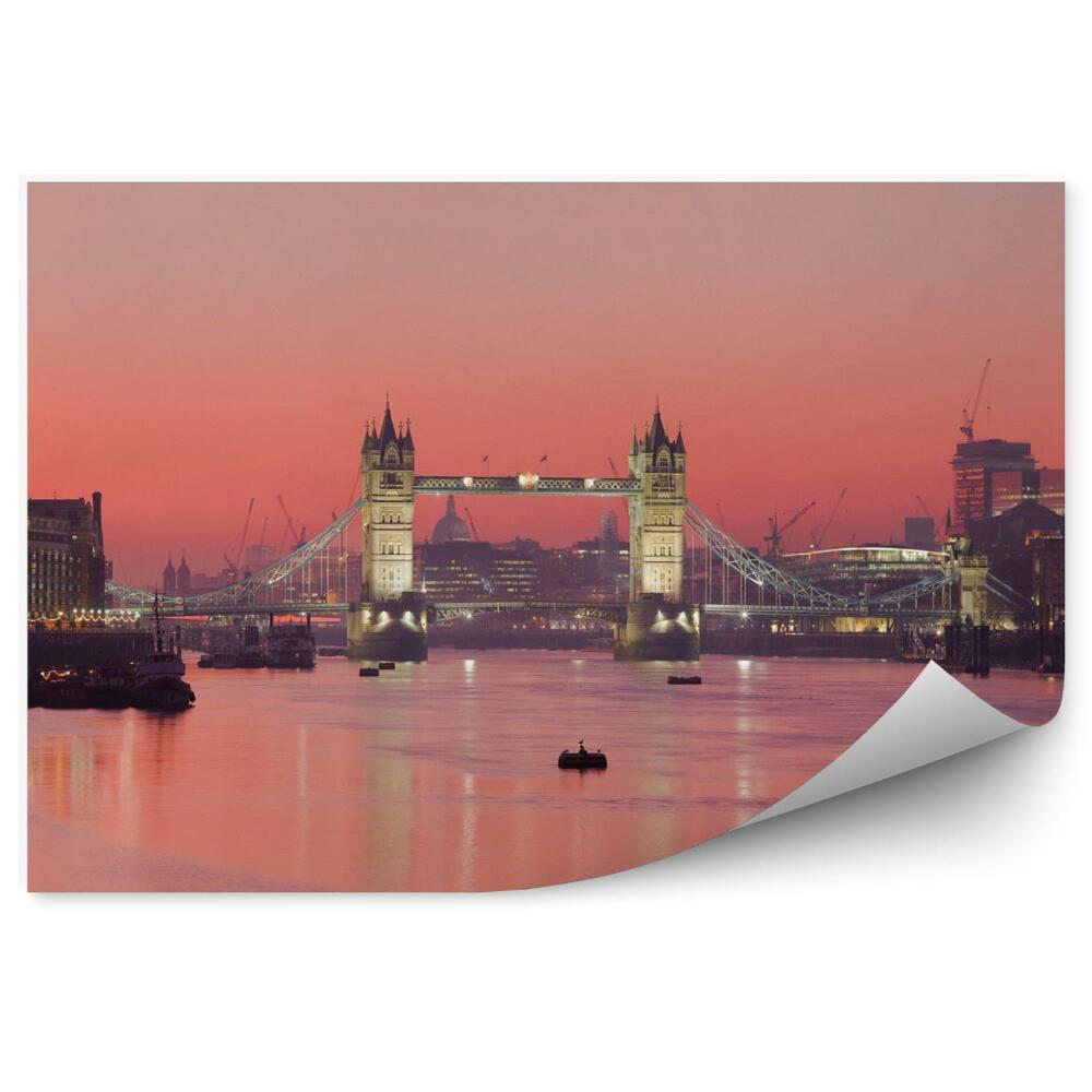 Fototapeta Tower bridge i miasto londyn w zachodzie słońca