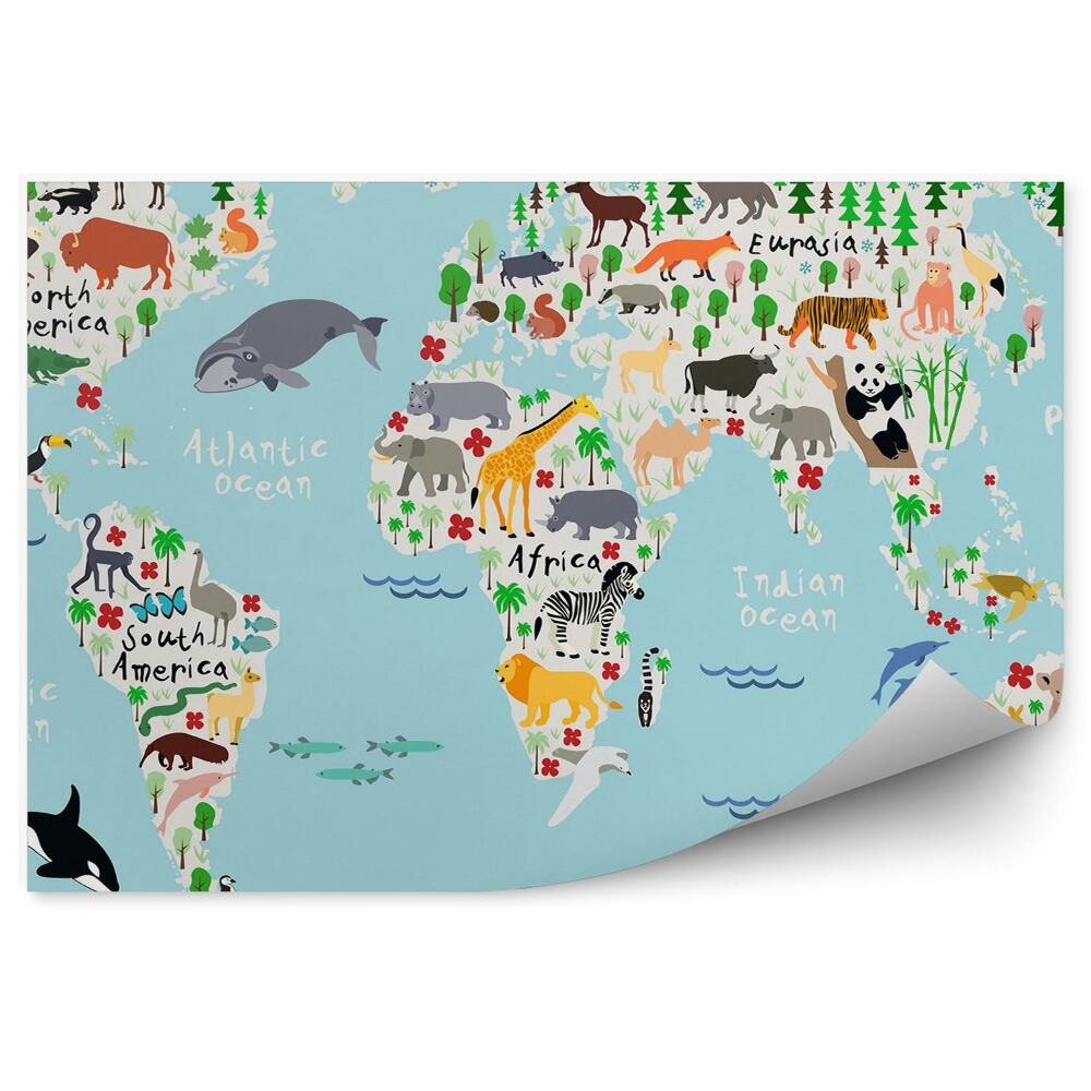 Fototapeta samoprzylepna Mapa świata zwierząt