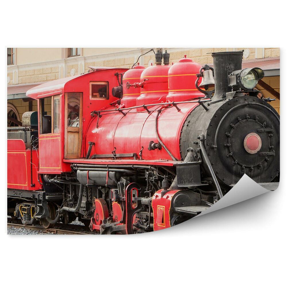 Fototapeta na ścianę Czerwona lokomotywa na peronie